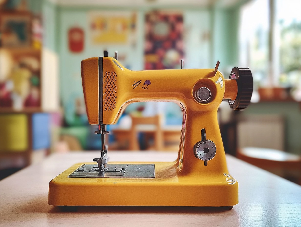 gelbe naehmaschine in Kindergarten